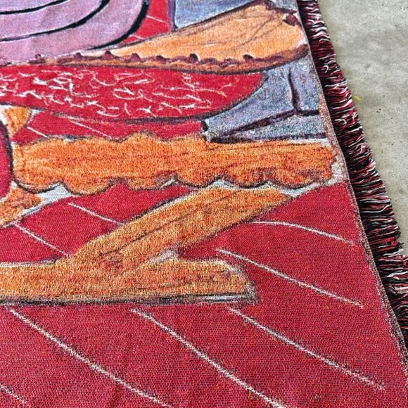 Vintage-Inspired Woven Art Tapestry Blanket – Bold Portrait Design - Picture 6 of 6